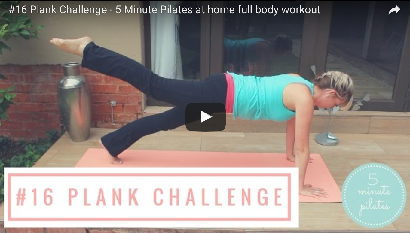 #16 Plank Challenge – 5 Minute Pilates at home full body workout