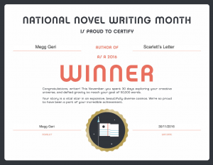 nanowrimo 2016 winner certificate