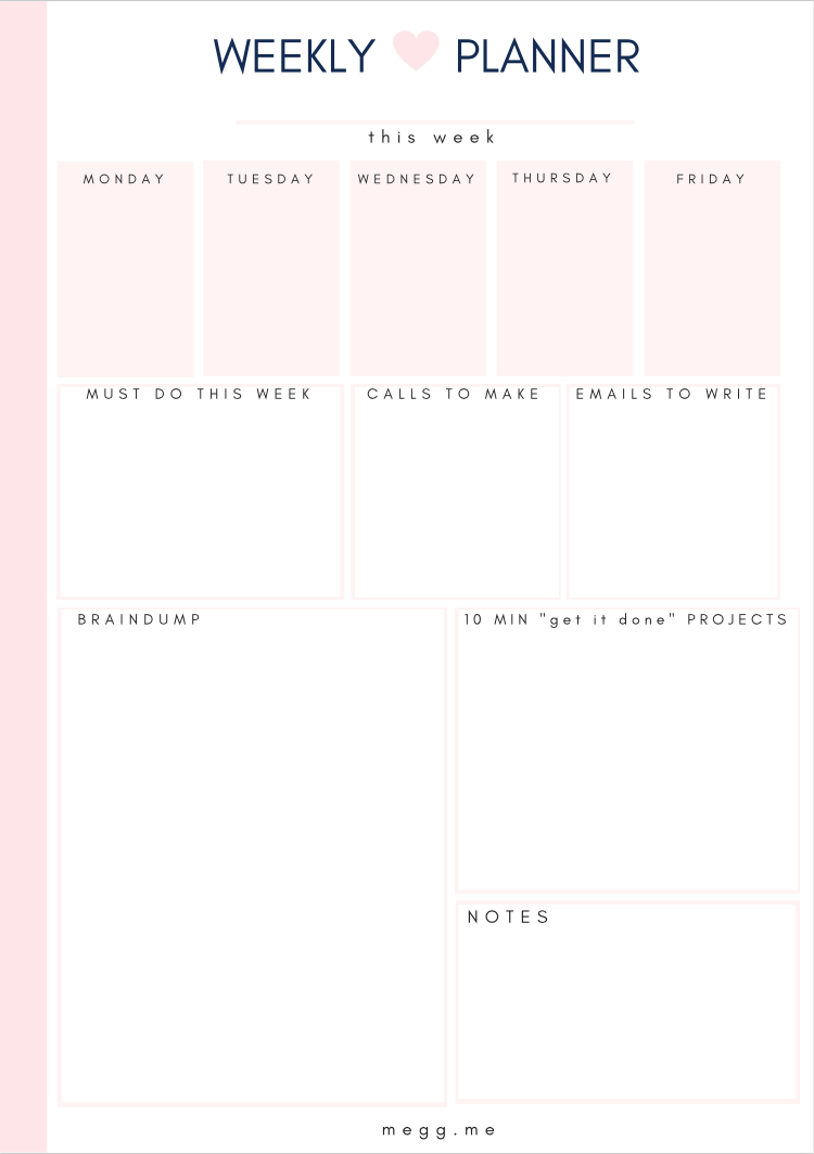 weekly planner free worksheet